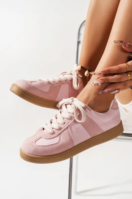 Raina Two Tone Lace-up Sneakers by Threaded Pear made by Threaded Pear