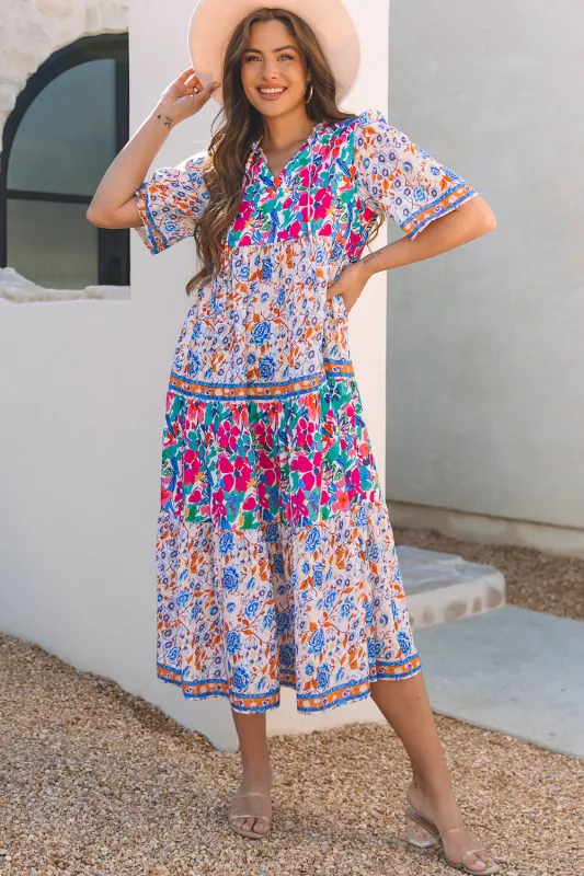 Siena Mixed Floral Short Sleeve Dress by Threaded Pear sold by Zulily