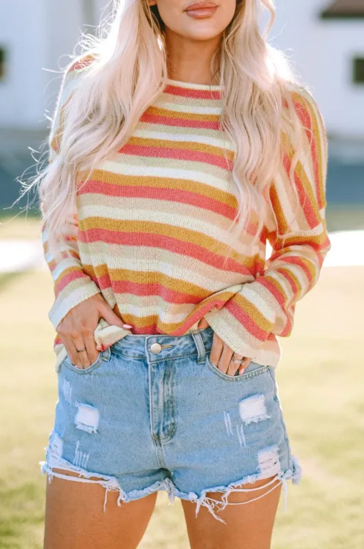 Harper Stripe Long Sleeve Knitted Sweater by Threaded Pear sold by Zulily