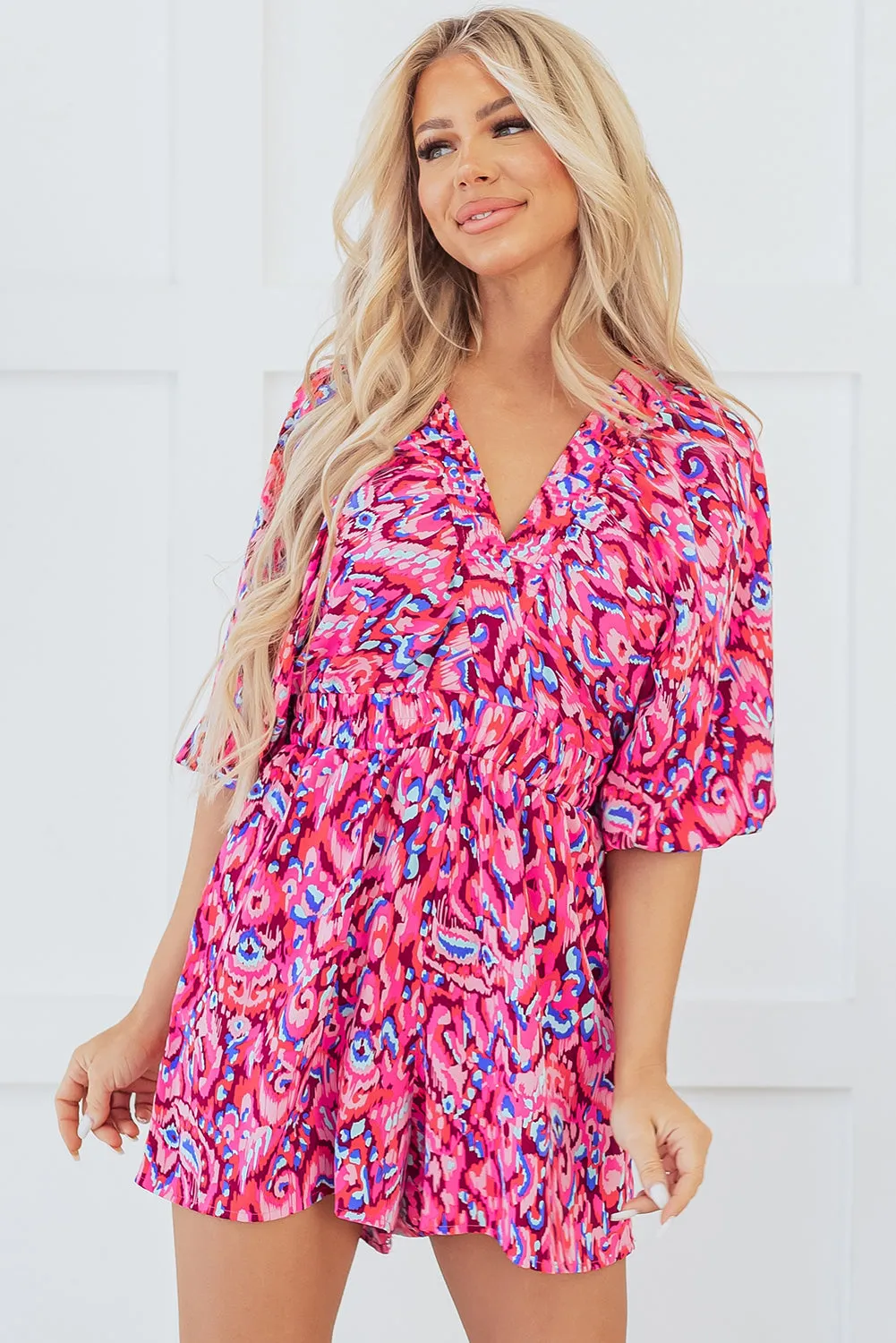 Sevyn Abstract V Neck High Waist Romper by Threaded Pear sold by Zulily product image thumbnail 5