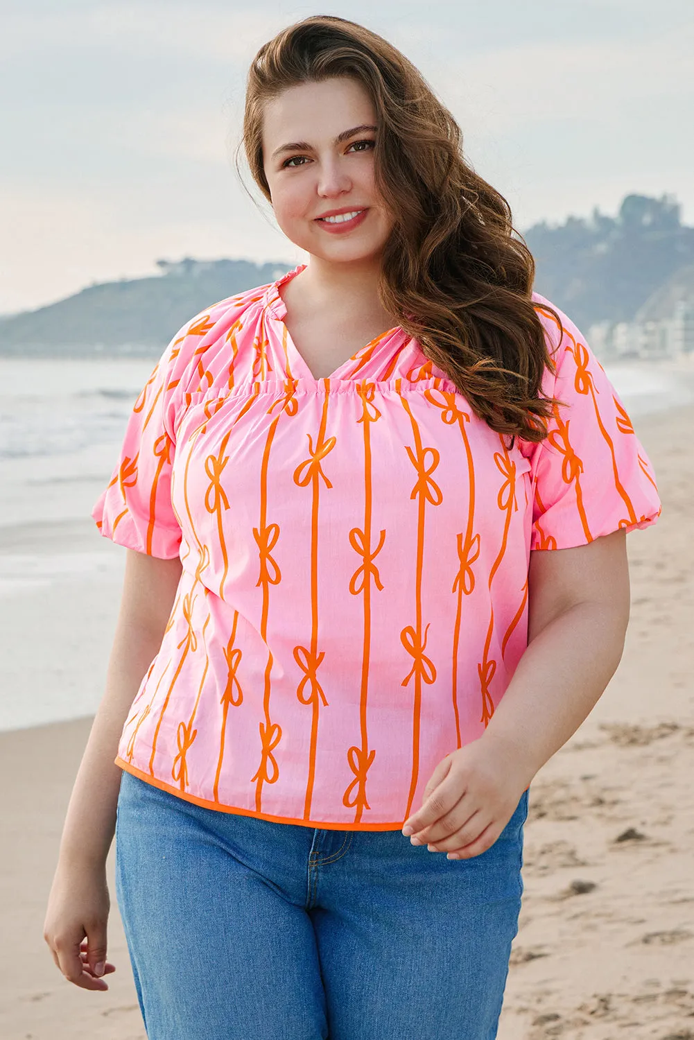 Sydney Plus Size Bowknot V Neck Blouse by Threaded Pear sold by Zulily product image thumbnail 5
