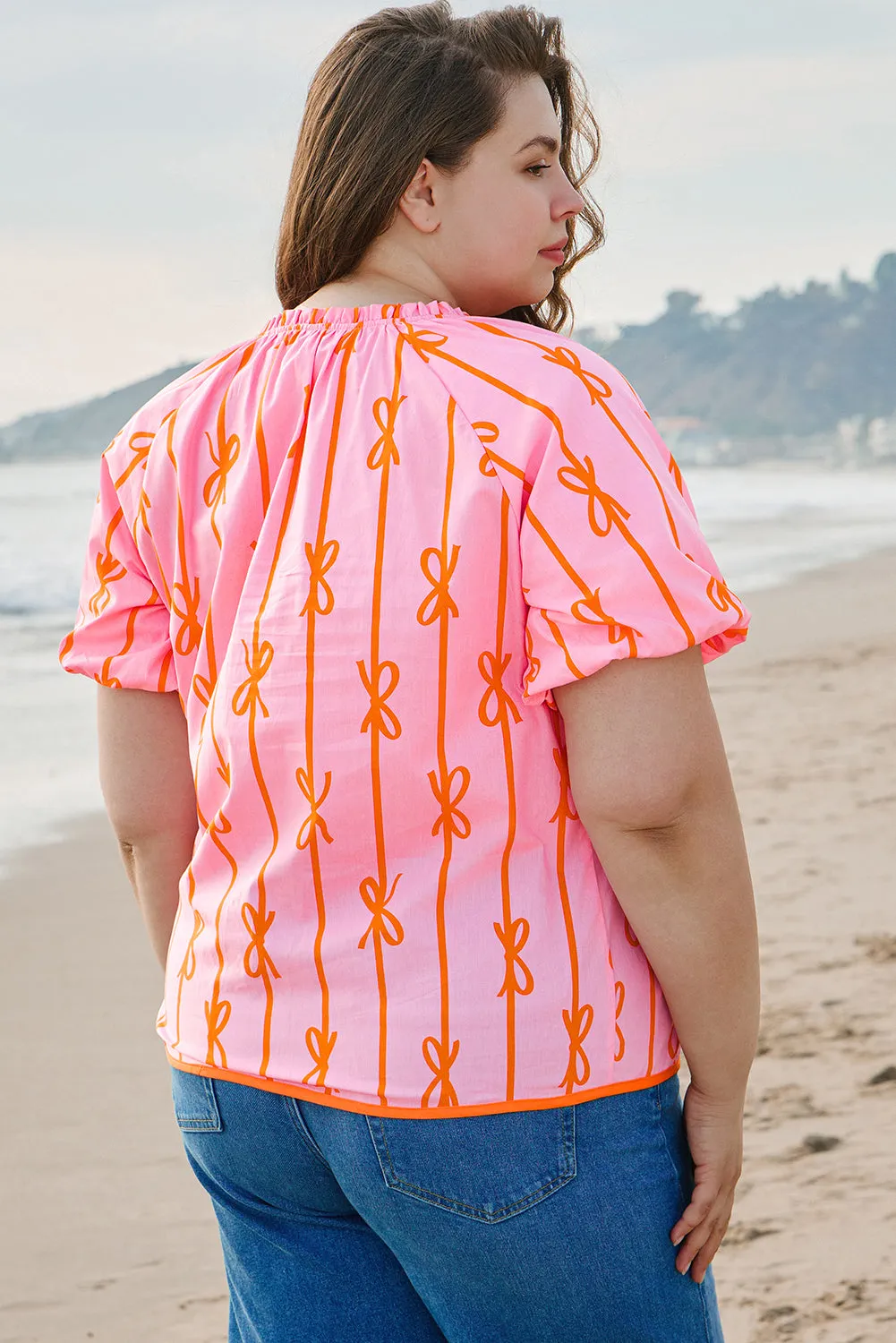 Sydney Plus Size Bowknot V Neck Blouse by Threaded Pear sold by Zulily product image thumbnail 2