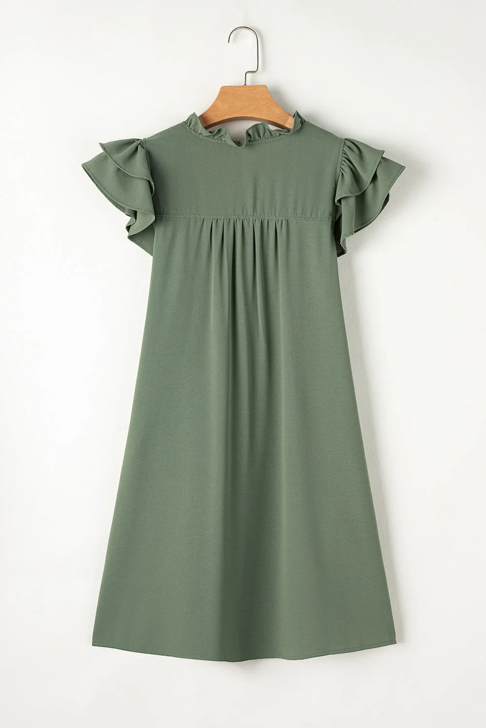 Pearl Ruffle Sleeve V Neck Frilled Shift Dress by Threaded Pear sold by Zulily product image thumbnail 5