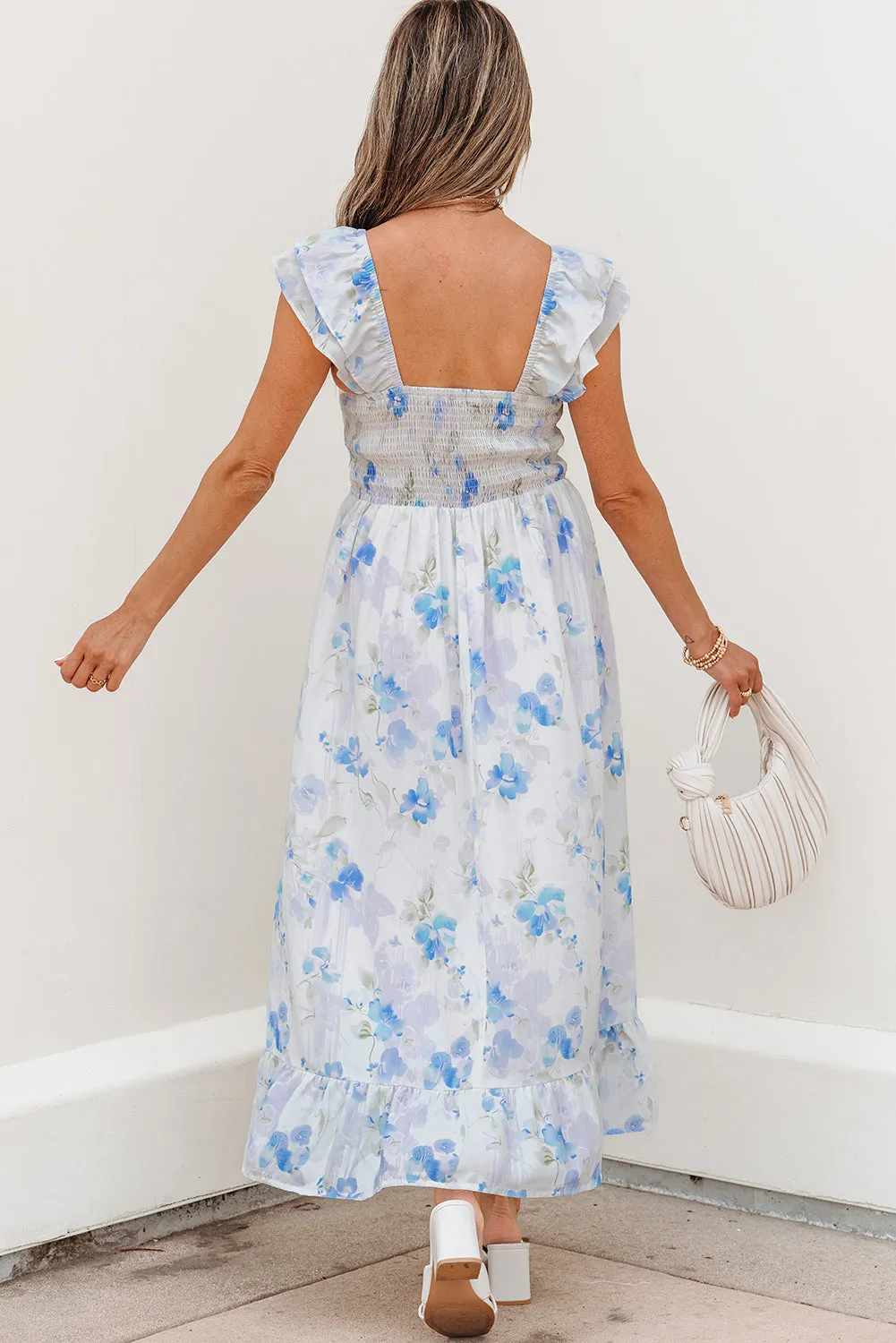 Josephine Floral Smocked High Waist Sleeveless Long Dress by Threaded Pear sold by Zulily product image thumbnail 2
