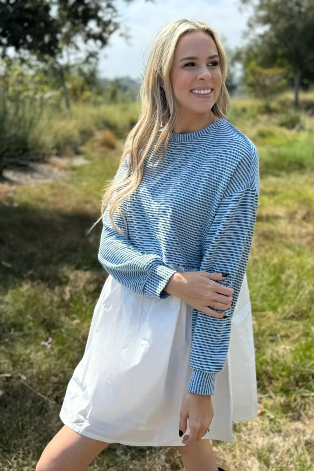 Chloe Stripe Pleated High Waist Dress by Threaded Pear sold by Zulily product image thumbnail 4