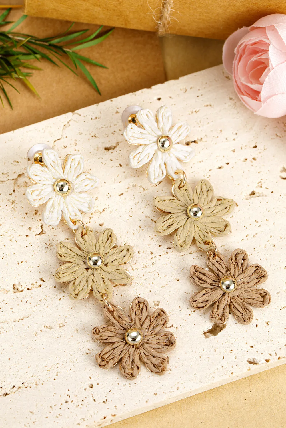 Crochet Flowers Stud Dangle Earrings by Threaded Pear sold by Zulily product image thumbnail 2