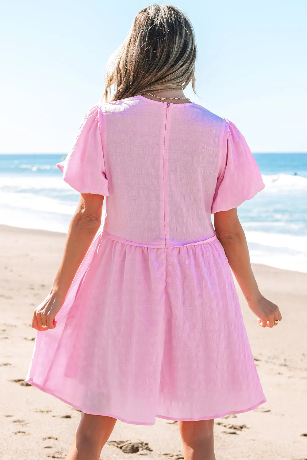 Winona Bubble Sleeve High Waist Mini Dress by Threaded Pear sold by Zulily product image thumbnail 2