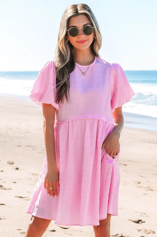 Winona Bubble Sleeve High Waist Mini Dress by Threaded Pear sold by Zulily