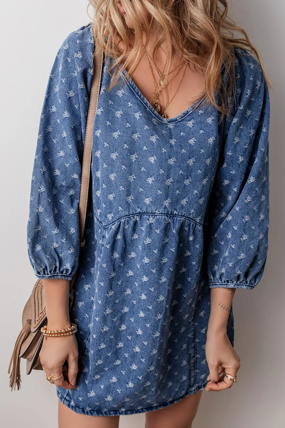 Hazel Open Back Loose Fit Denim Dress by Threaded Pear sold by Zulily product image thumbnail 3