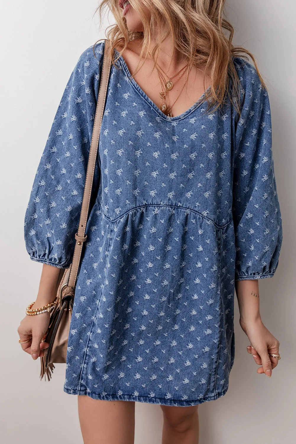 Hazel Open Back Loose Fit Denim Dress by Threaded Pear sold by Zulily product image thumbnail 5