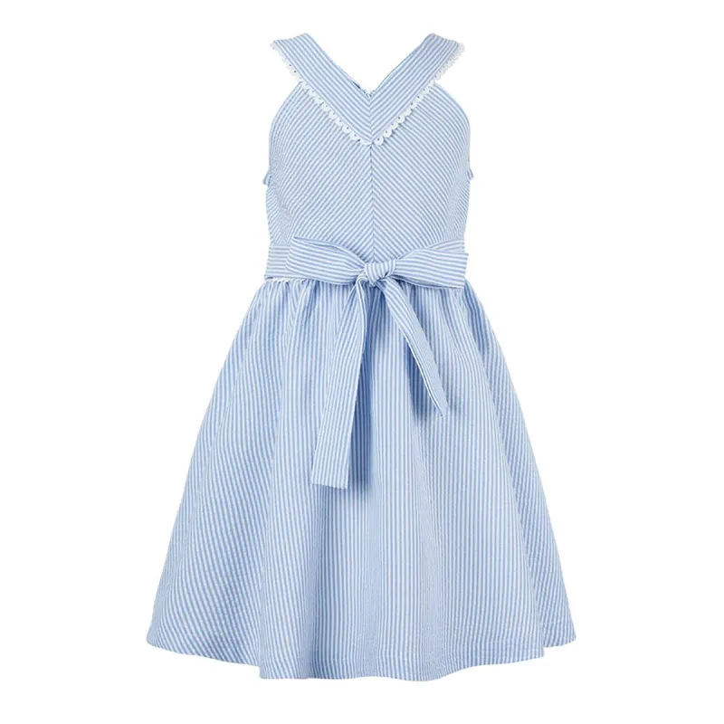 Sunshine Swing Girl's Stripe Bow-Accent Sleeveless A-Line Dress sold by Zulily