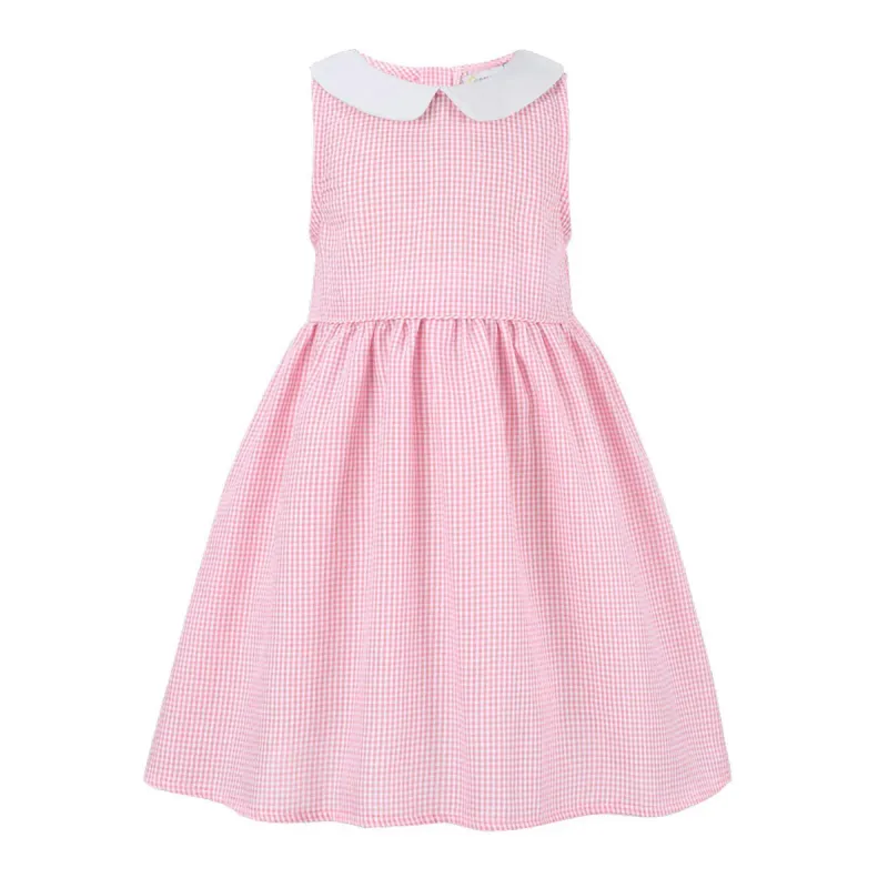 Sunshine Swing Girl's Gingham Peter Pan Collar Sleeveless A-Line Dress sold by Zulily