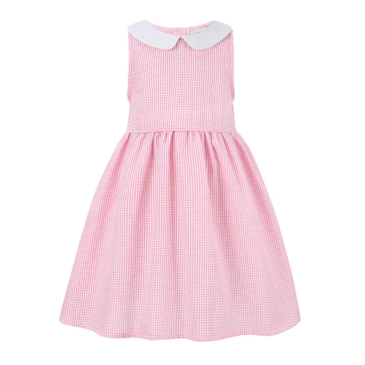 Sunshine Swing Girl's Gingham Peter Pan Collar Sleeveless A-Line Dress sold by Zulily