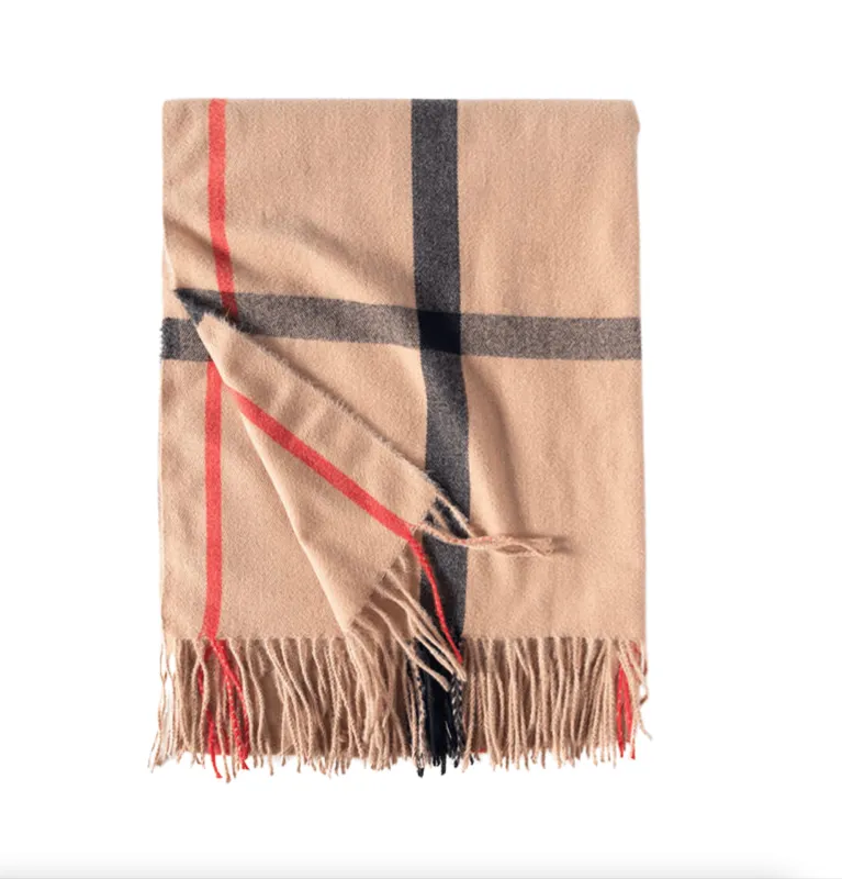 Beige Black And Red Plaid Scarf sold by Zulily