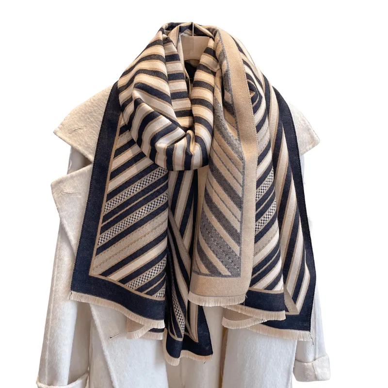 Beige & Black Striped Fringe-Trimmed Scarf sold by Zulily