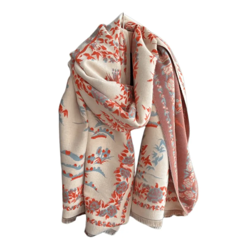 Beige, Rust & Dusty Blue Delicate Floral Scarf sold by Zulily
