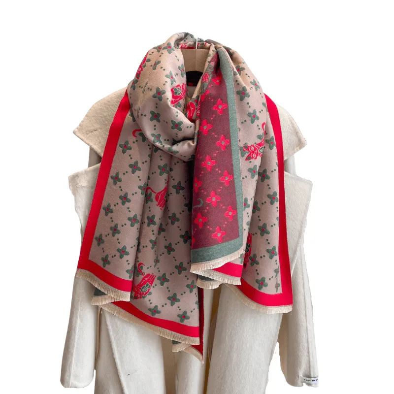 Greige, Red & Green Floral Patterned Cat Scarf sold by Zulily