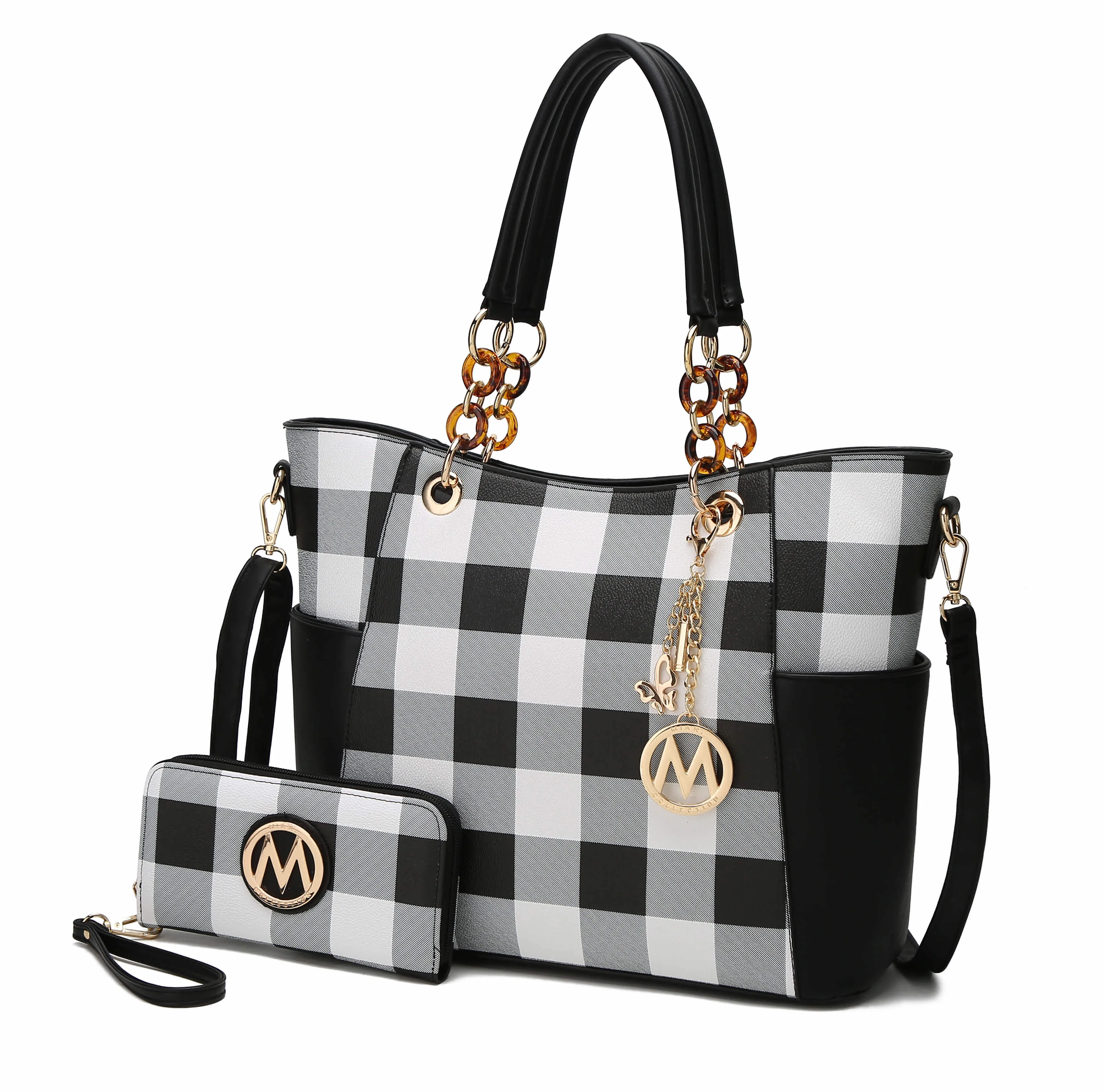 MKF Collection by Mia K Bonita Vegan Leather Checker Women’s Tote Bag with matching Wallet– 2 pieces sold by Zulily product image thumbnail 5