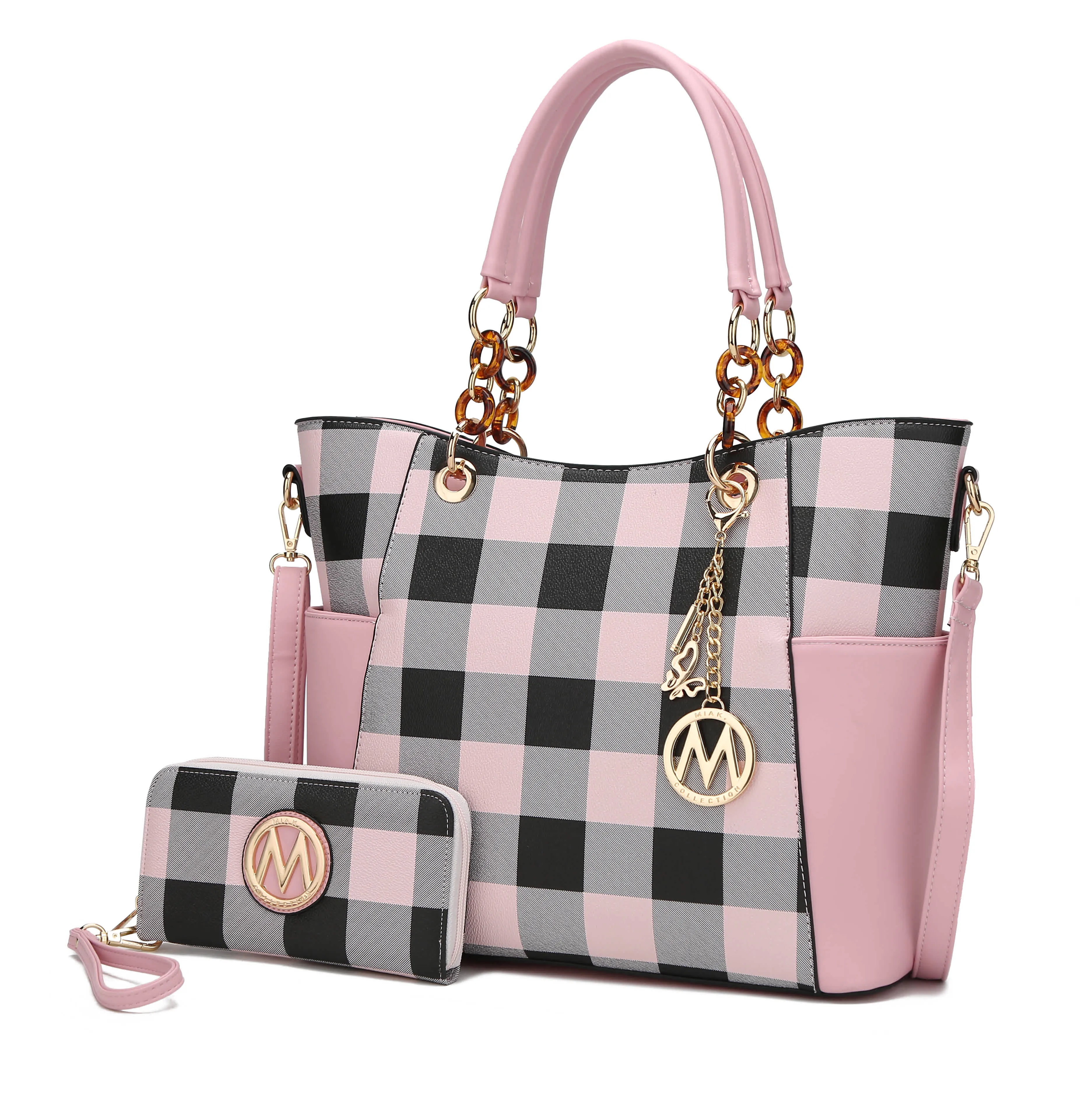 MKF Collection by Mia K Bonita Vegan Leather Checker Women’s Tote Bag with matching Wallet– 2 pieces sold by Zulily product image thumbnail 2