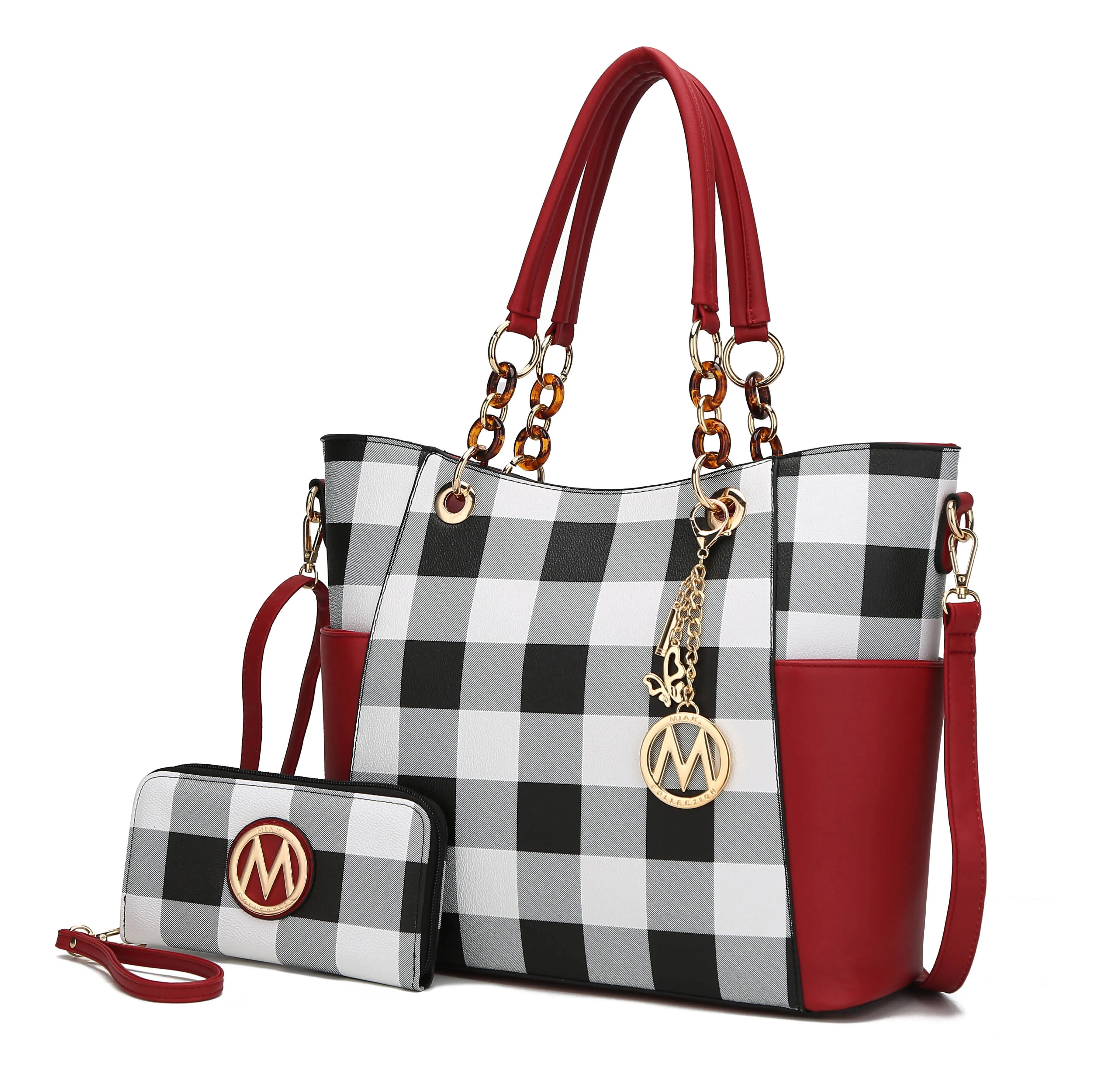 MKF Collection by Mia K Bonita Vegan Leather Checker Women’s Tote Bag with matching Wallet– 2 pieces sold by Zulily product image thumbnail 4