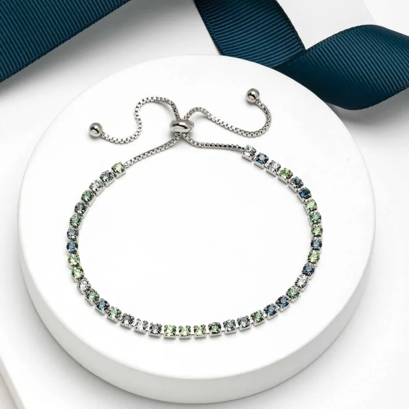 Blue Green Swarovski Crystal Bracelet – Blue Green Mix Swarovski Crystal Adjustable Tennis Bracelet By callura sold by Zulily