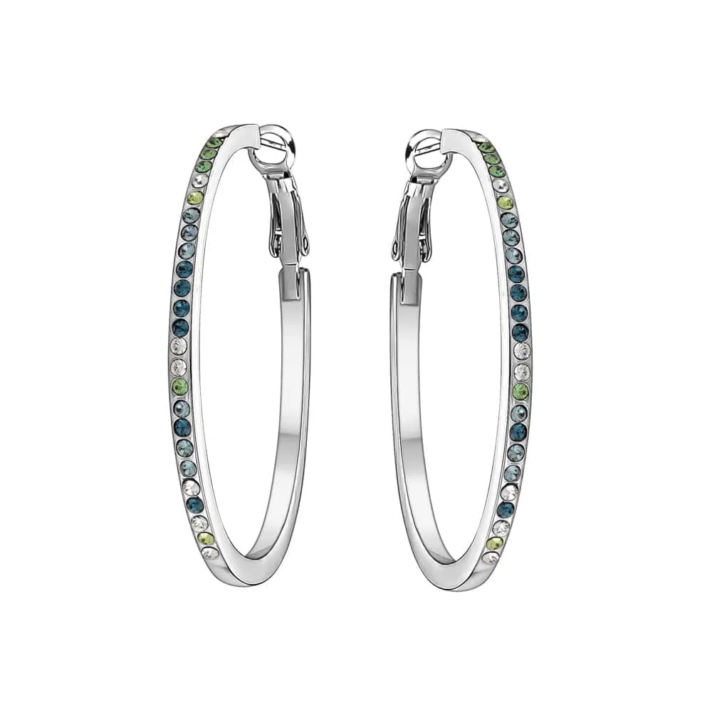Blue Green Swarovski Crystal Earrings – Crystal Pave Mixed Colour Hoop Earrings By callura sold by Zulily
