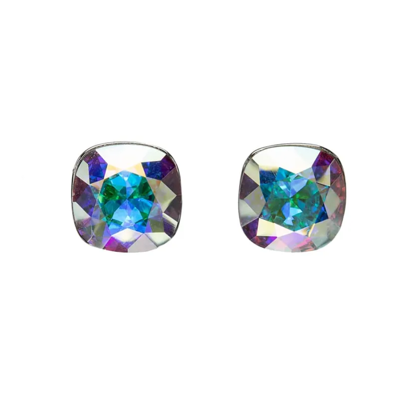 Aurora Borealis Swarovski Crystal Earrings – Cushion Cut Crystal Stud Earrings By callura sold by Zulily