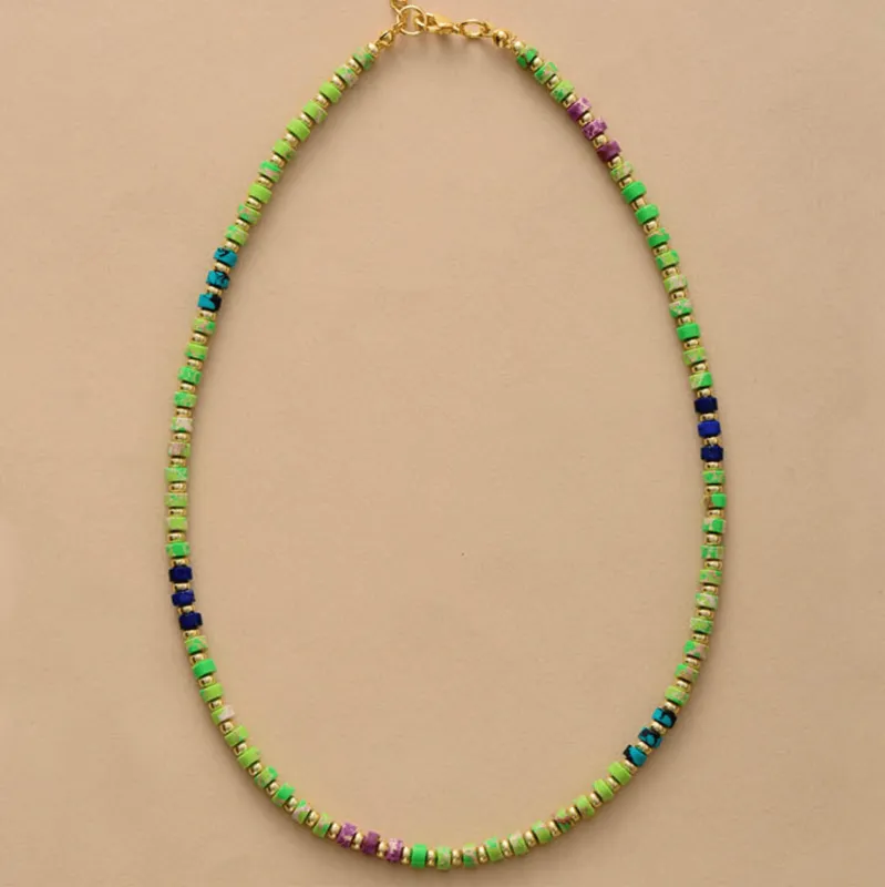 Goldtone Green Jasper & Beaded Choker Necklace sold by Zulily