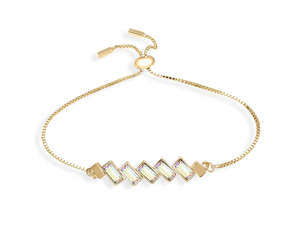 Gold Aurora Borealis Swarovski Crystal Bracelet – Baguette Crystal Adjustable Bracelet By callura sold by Zulily