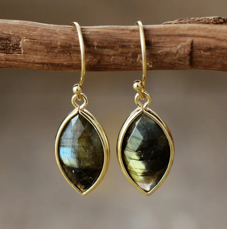 Goldtone Labradorite Marquis Drop Earrings sold by Zulily