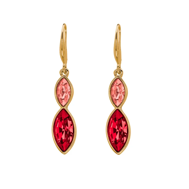 Gold Siam Padparadshca Mix Swarovski Crystal Earrings – Dual Crystal Marquis Drop Earrings By callura sold by Zulily