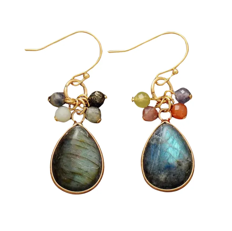 Labradorite Teardrop Beaded Charm Teardrop Drop Earrings sold by Zulily