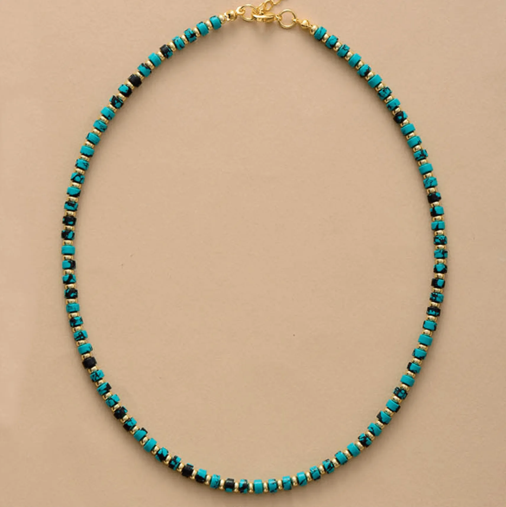 Goldtone Turquoise Stone Beaded Choker Necklace sold by Zulily