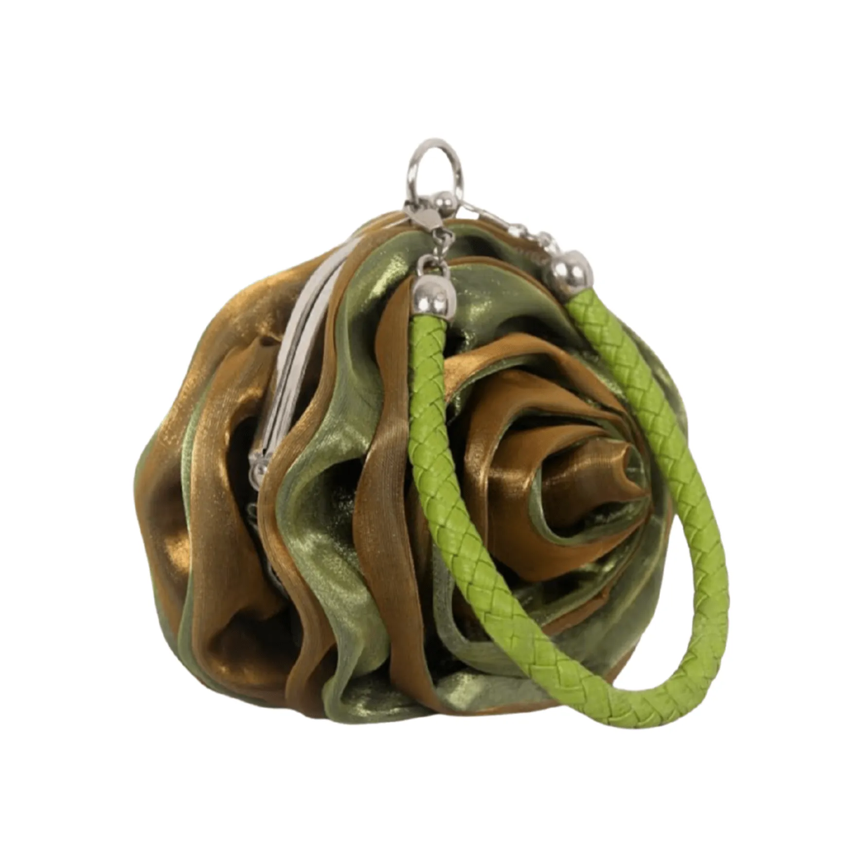 Green Satine Rose Flower Clutch Handbag with Removeable Strap sold by Zulily product image thumbnail 2
