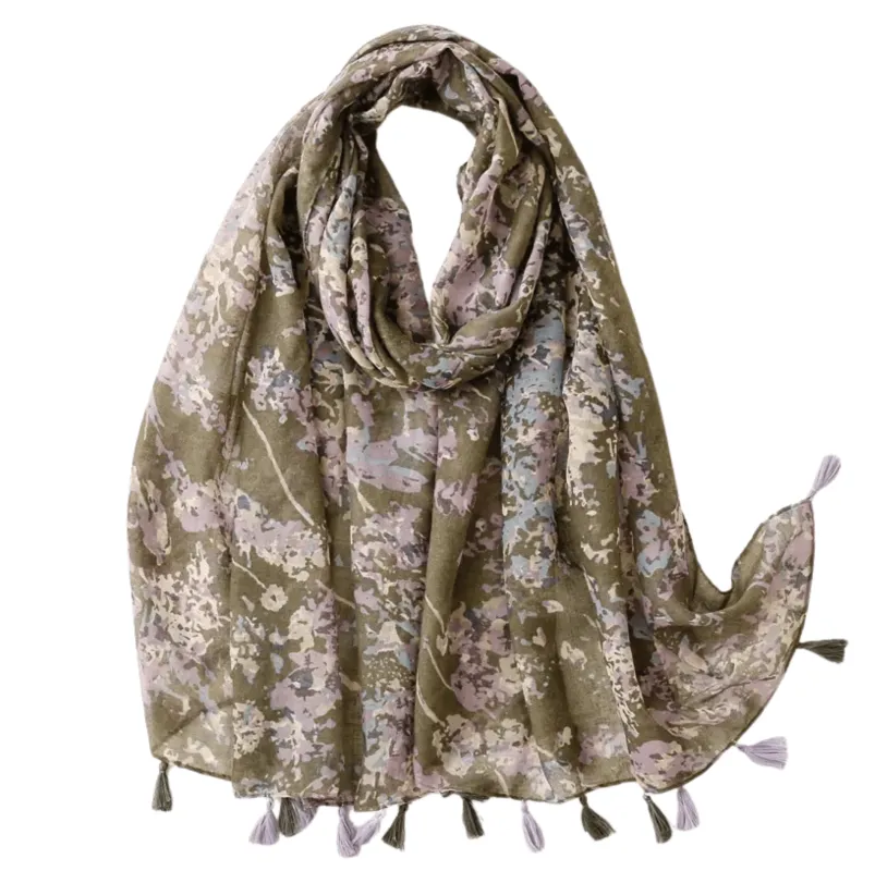 Moss Green And Lavender Flower Scarf sold by Zulily