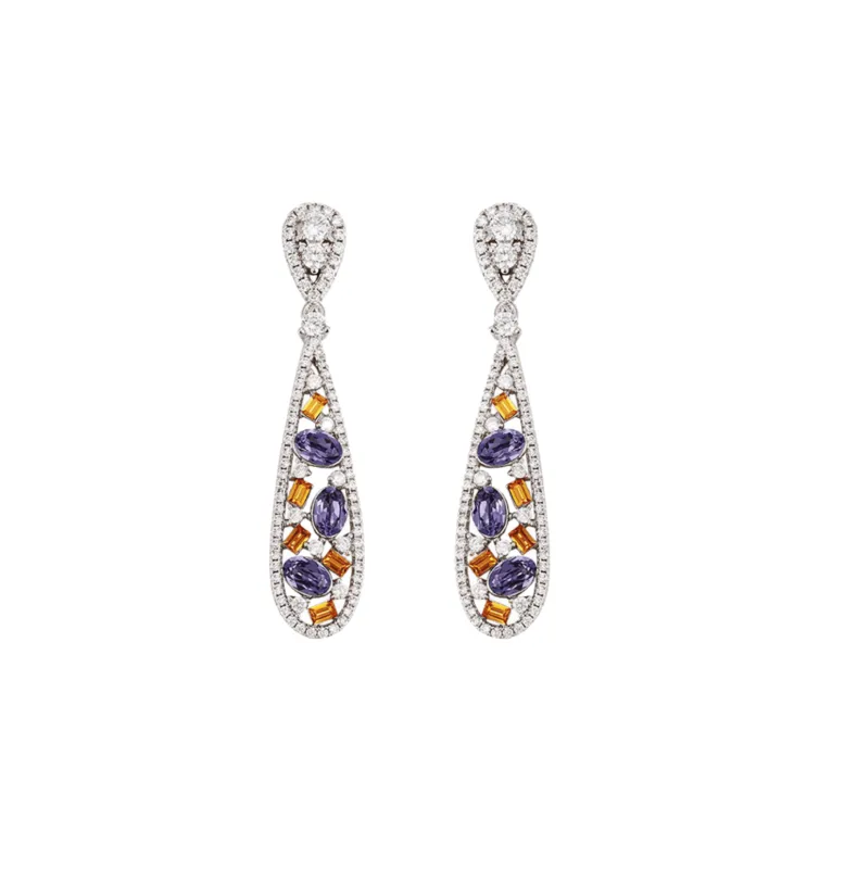 Multi Swarovski Crystal Earrings – Orange Purple Swarovski Crystal Teadrop Earrings By callura sold by Zulily