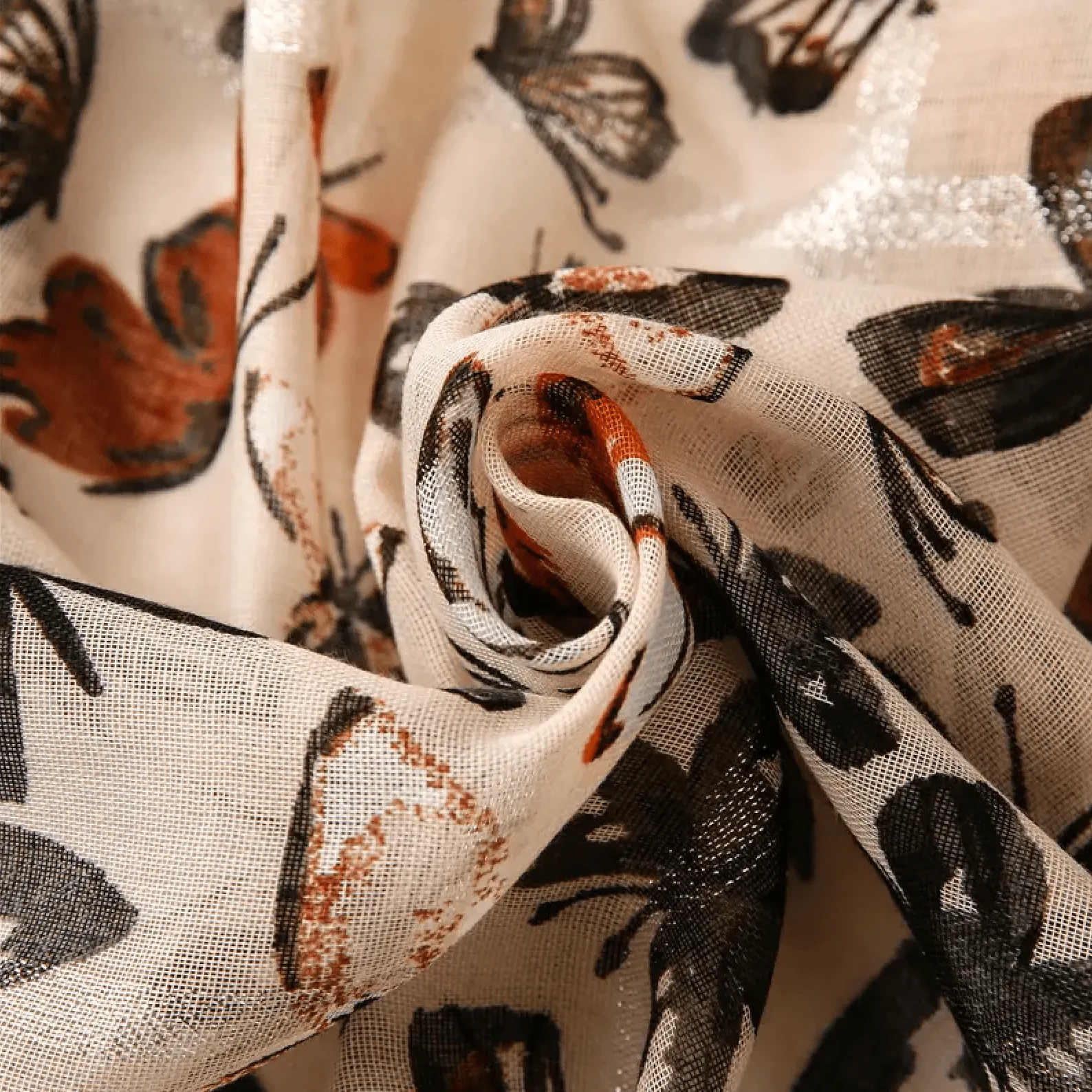 Nature-inspired Beige Butterfly Scarf with Tassels sold by Zulily product image thumbnail 3
