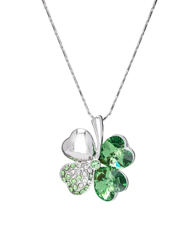 Peridot Swarovski Crystal Necklace – Crystal Pave Four Leaf Clover Pendant Necklace By callura sold by Zulily