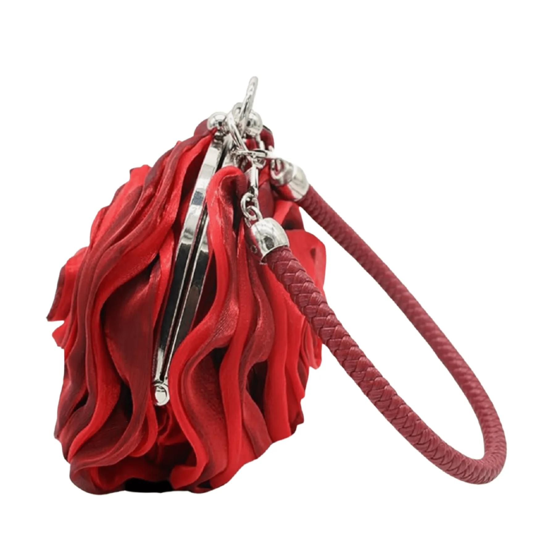 Red Satine Rose Flower Clutch Handbag with Removeable Strap sold by Zulily product image thumbnail 3