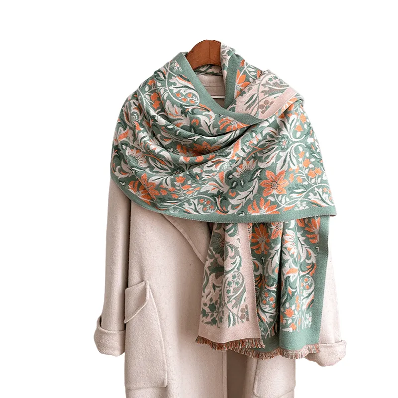 Sage Green & Orange Floral Paisley Fringe-Trimmed Scarf sold by Zulily