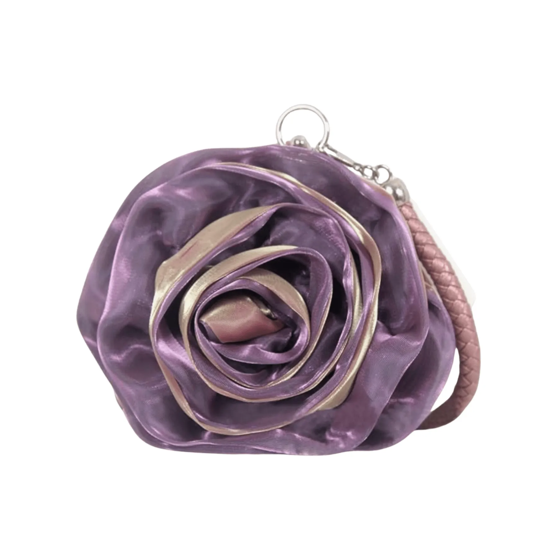 Purple Satine Rose Flower Clutch Handbag with Removeable Strap sold by Zulily product image thumbnail 3