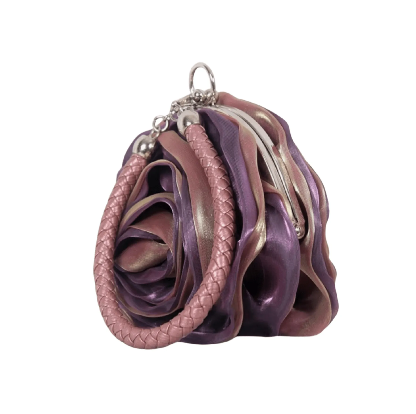 Purple Satine Rose Flower Clutch Handbag with Removeable Strap sold by Zulily product image thumbnail 2