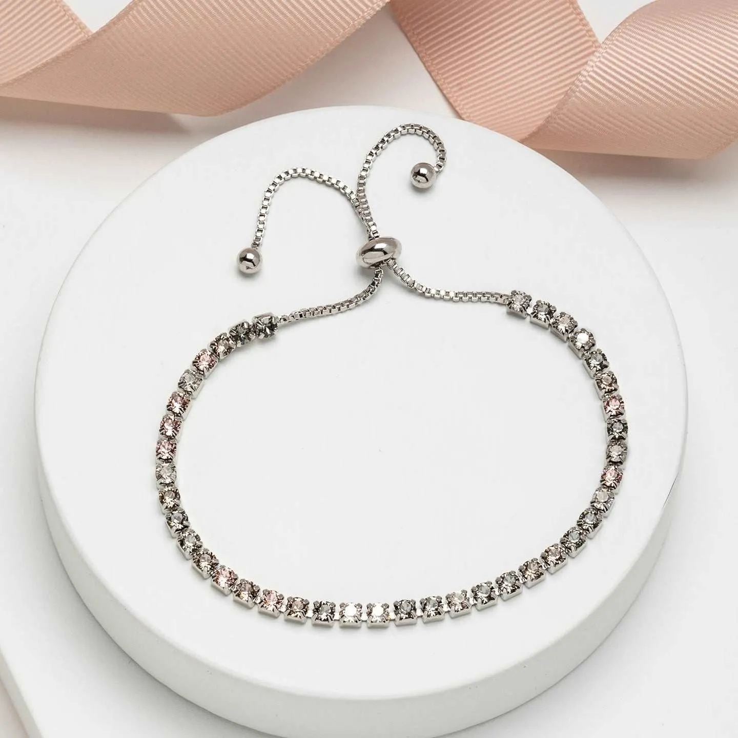 Silk Mix Swarovski Crystal Bracelet – Blue Green Mix Swarovski Crystal Adjustable Tennis Bracelet By callura sold by Zulily