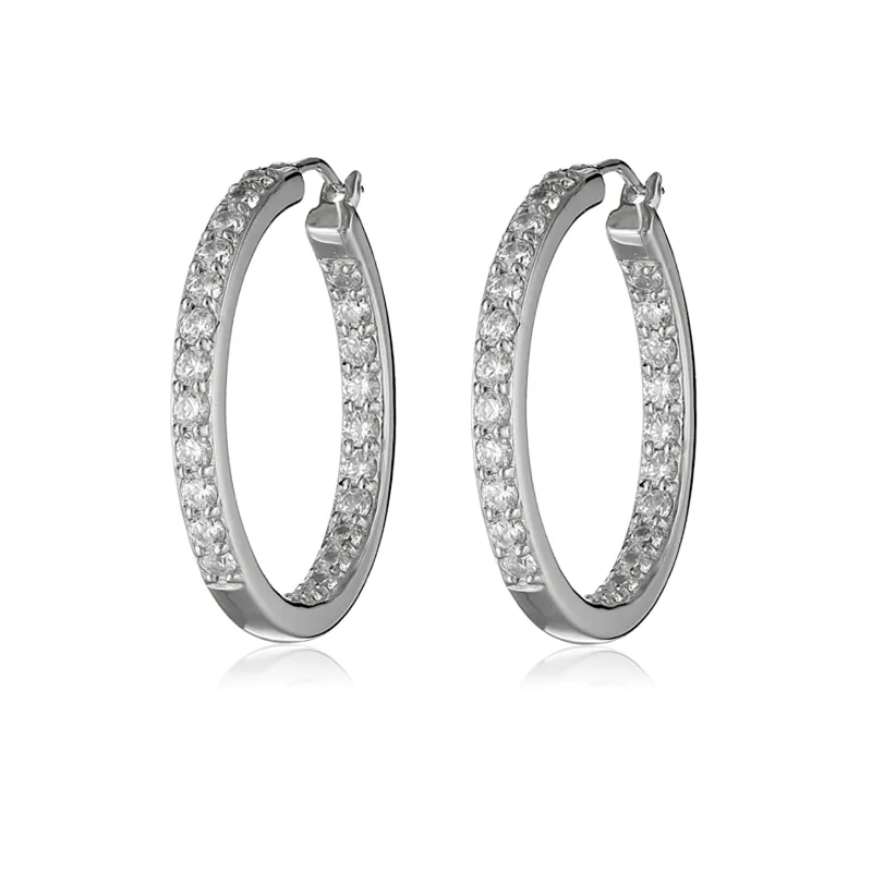 Silver Clear Swarovski Crystal Earrings – Double Sided Crystal Hoop Earrings By callura sold by Zulily