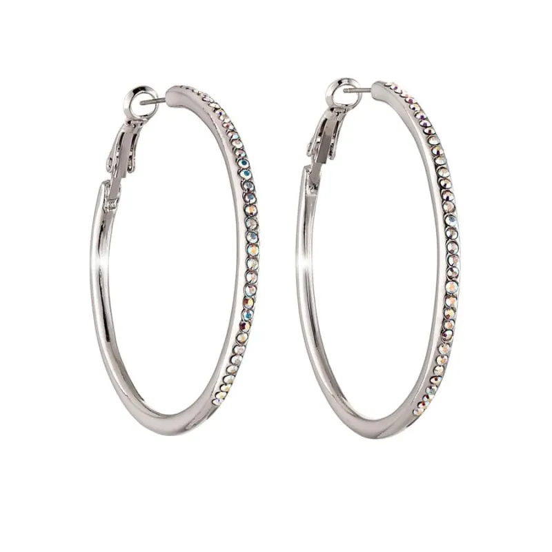 Silver Aurora Borealis Swarovski Crystal Earrings – Classis Hoop Earrings With Clear Swarovski Crystals By callura sold by Zulily