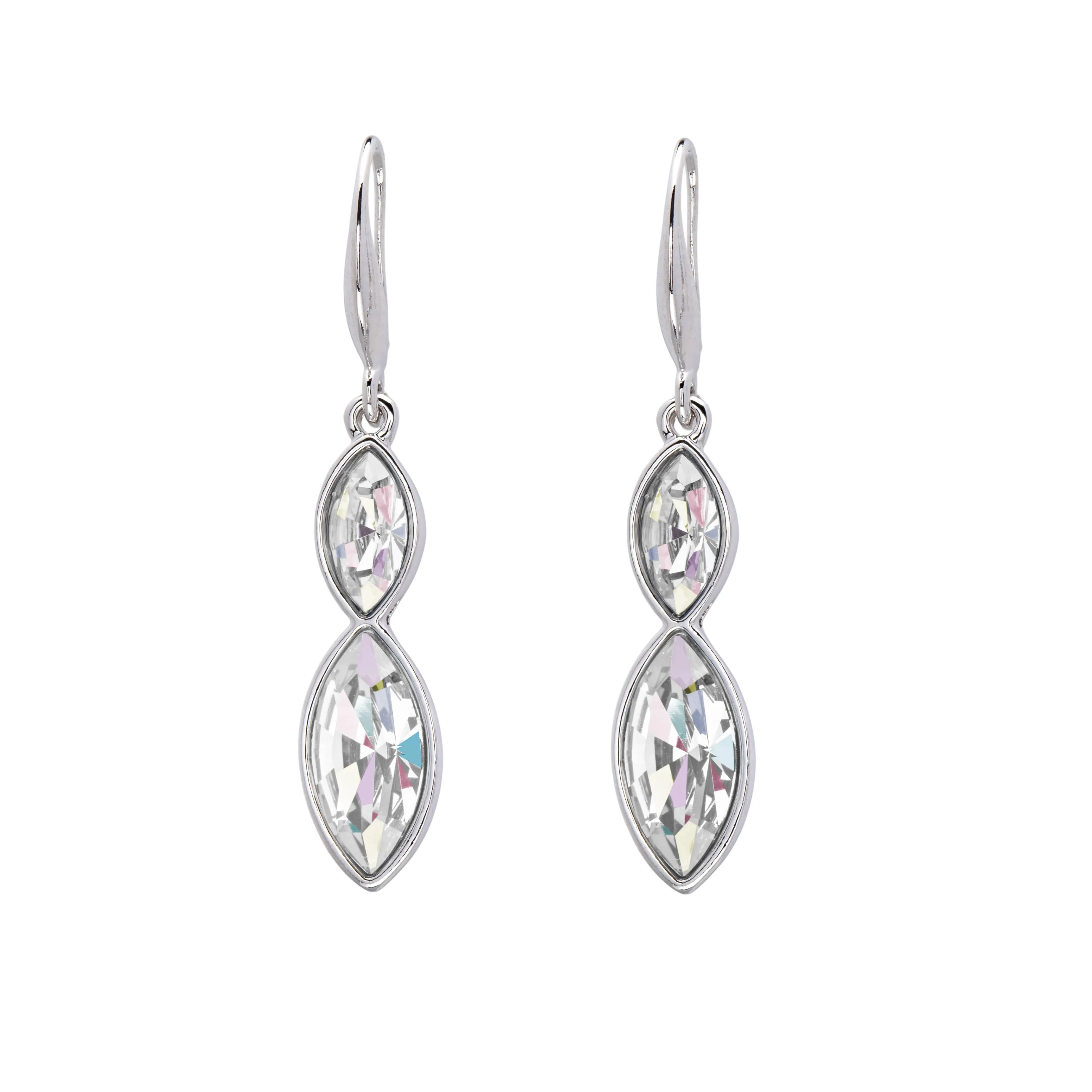 Silver Clear Swarovski Crystal Earrings – Dual Crystal Marquis Drop Earrings By callura sold by Zulily