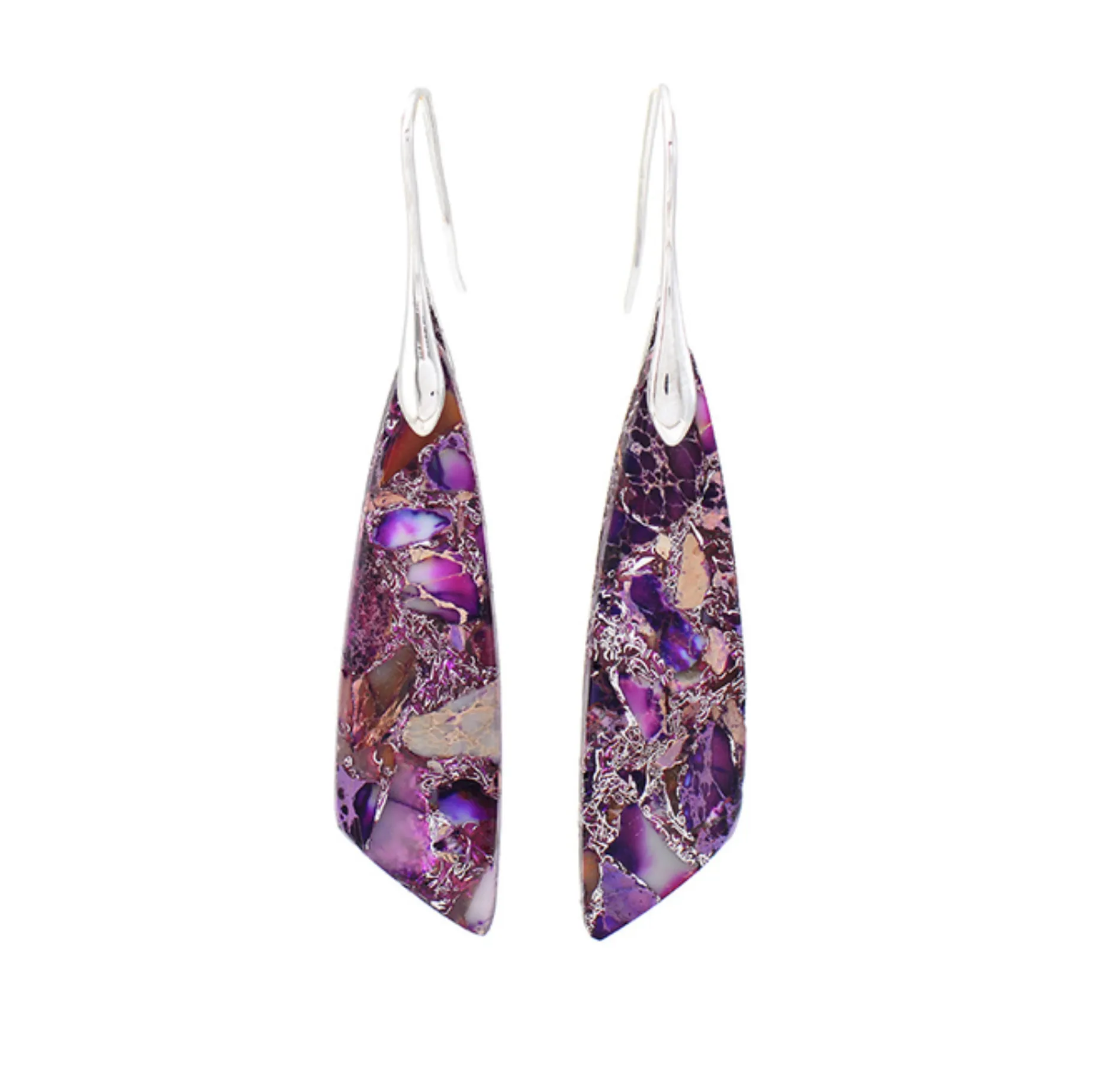 Silvertone Purple Emperor Jasper Dangle Prism Earrings sold by Zulily