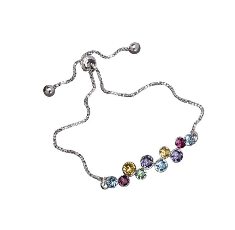 Silvertone Multi Colored Adjustable Swarovski Crystal Bracelet By callura sold by Zulily