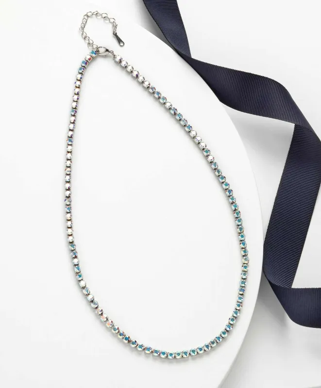 Silvertone Swarovski Crystal Necklace – Aurora Borealis Crystal Tennis Necklace By callura sold by Zulily
