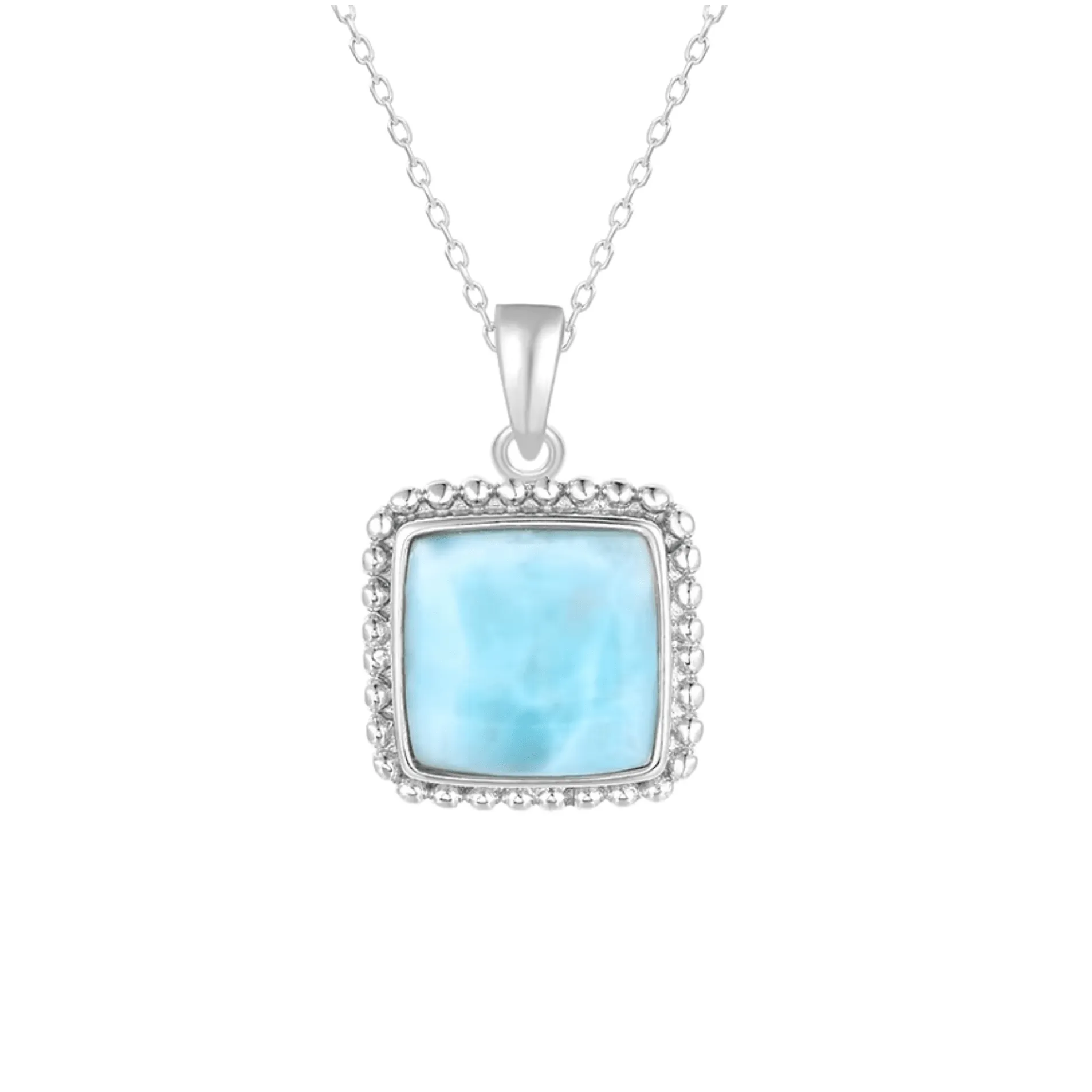 Sky Blue Larimar & Sterling Silver Square Pendant Necklace sold by Zulily